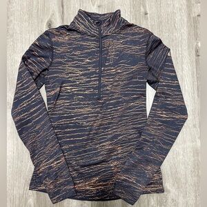 Nike Pro Women’s Copper & Deep Blue/Purple Long Sleeve 1/4‎ zip, size M